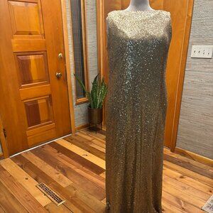 Christina Wu Gold Sequin Evening Gown Size 22